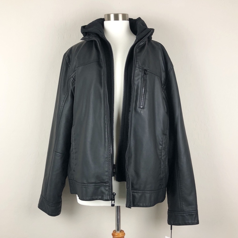 Calvin Klein Faux Leather jacket with hoodie NWT